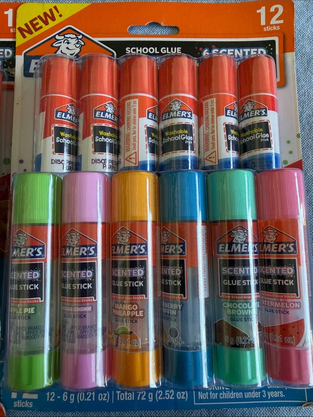 Elmers glue stick bundle! 3 sets of 12 (including scented!) and 1 box of 30 NEW